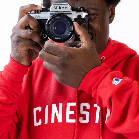 Red camera hoodie clearance